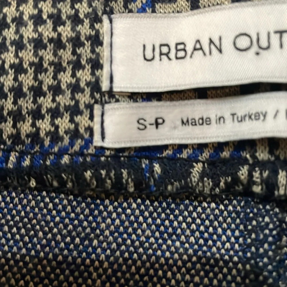 Urban Outfitters Casey pull on flare pant Houndstooth Black Tan Blue Size S - Picture 4 of 12